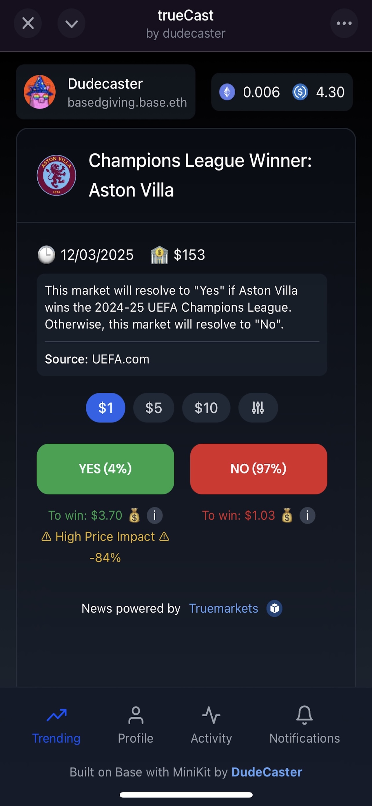 TrueCast-Breaking news fast - Farcaster Mini Apps screenshot